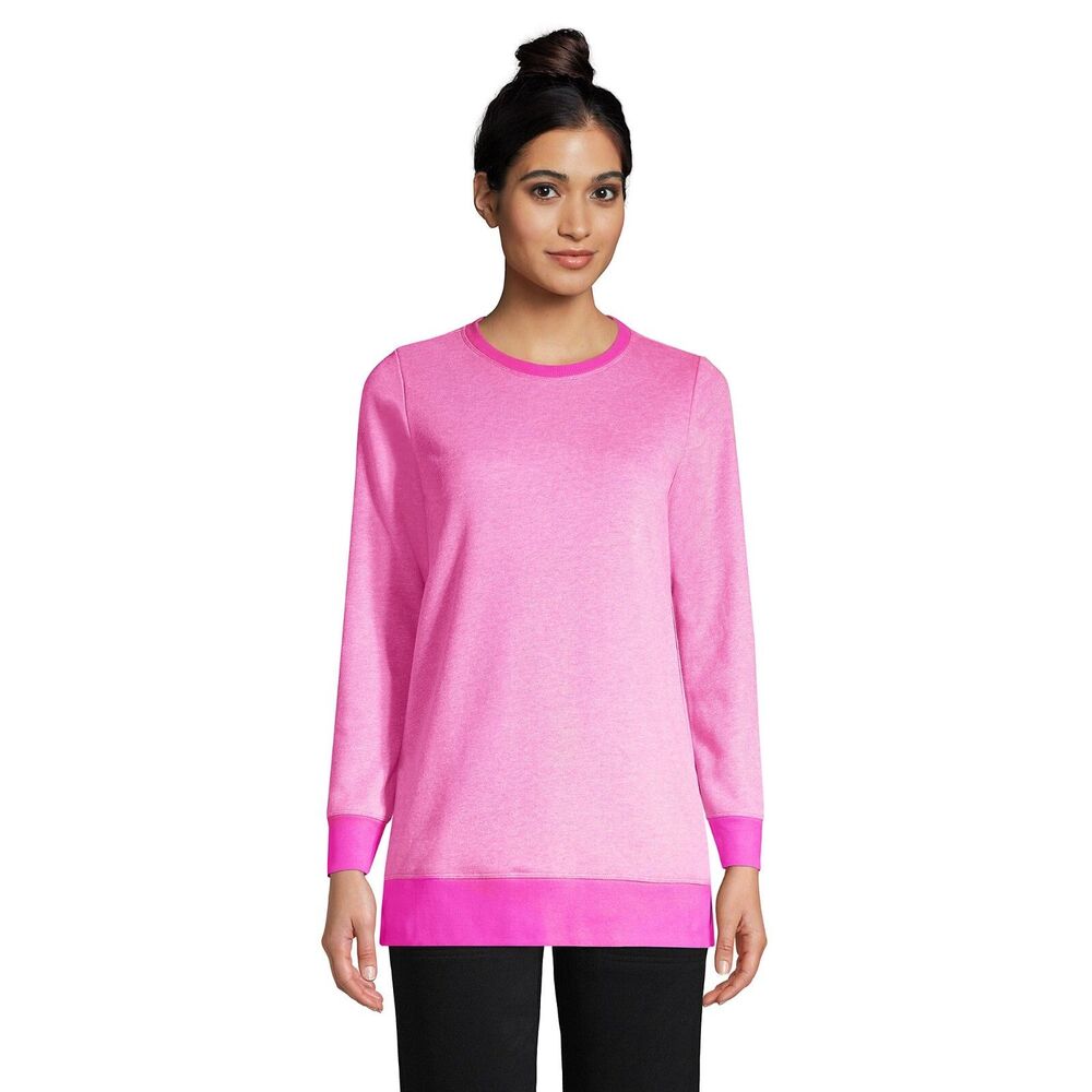 NEW Lands End Womens Serious Sweats Crewneck Sweatshirt Small Pink
